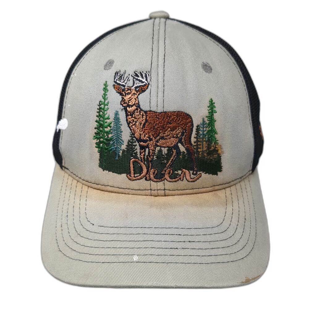 Top Level Trucker Hat Green One Size Deer Wildlife Mesh Snapback Hunting Woods